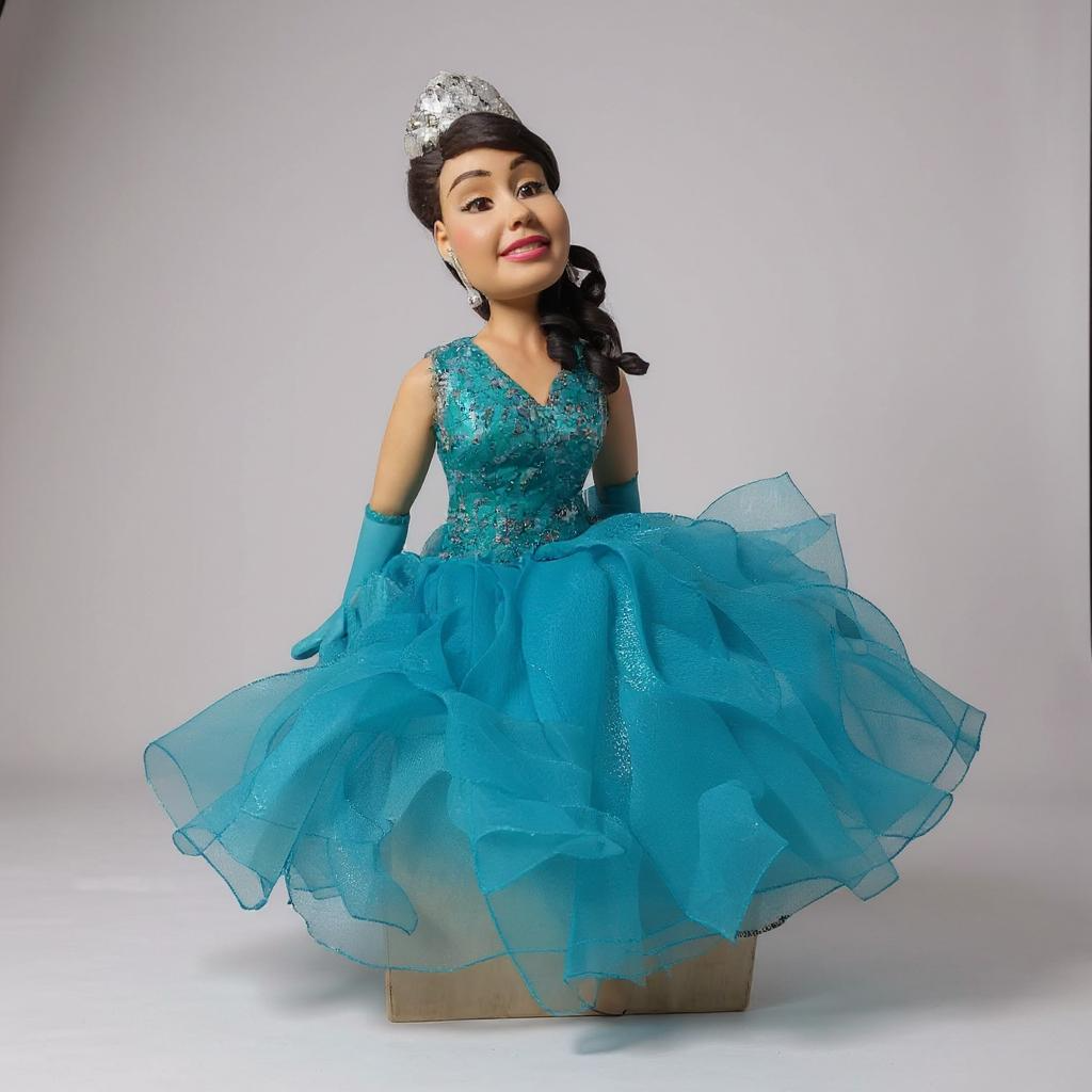 Biscuit debutante com vestido azul